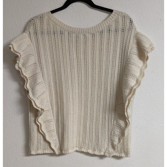 Gorgeous IRO "Dafgan" Cream Ruffle Sleeve Alpaca/Wool Blend Open Knit Sweater XS - Picture 8 of 11
